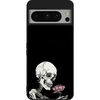 Google Pixel 8 Pro Case Hülle - Silikon schwarz Halloween 2023 rose and skeleton