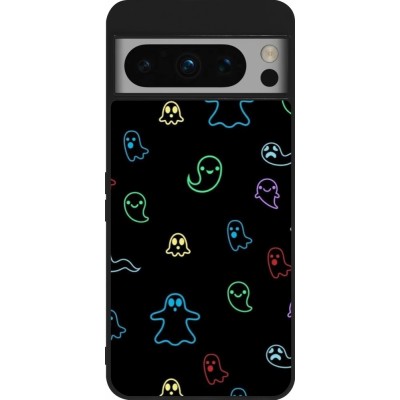Google Pixel 8 Pro Case Hülle - Silikon schwarz Halloween 2024 colorful ghosts
