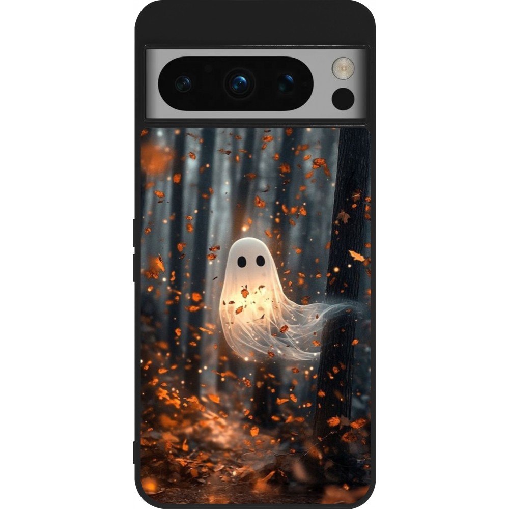 Coque Google Pixel 8 Pro - Silicone rigide noir Halloween 2025 Ghost in the forest