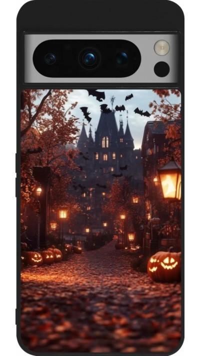 Coque Google Pixel 8 Pro - Silicone rigide noir Halloween 2025 Haunted house
