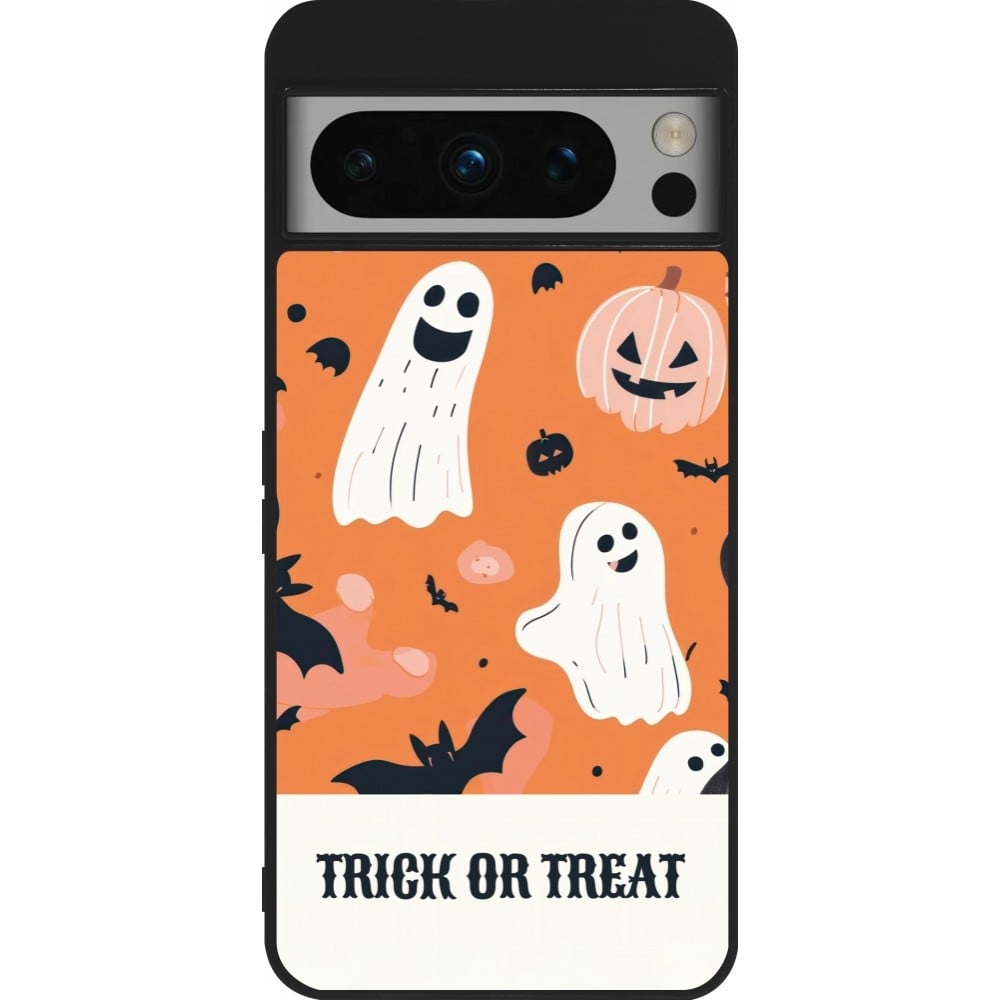 Coque Google Pixel 8 Pro - Silicone rigide noir Halloween 2025 Trick treat