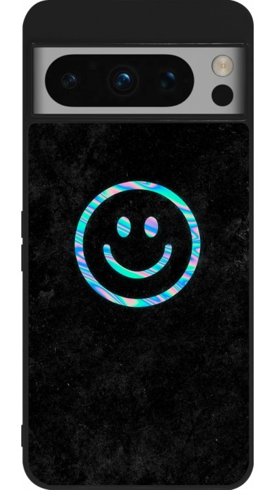 Google Pixel 8 Pro Case Hülle - Silikon schwarz Happy smiley irisirt