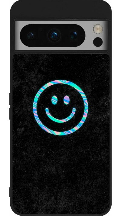 Coque Google Pixel 8 Pro - Silicone rigide noir Happy smiely irisé