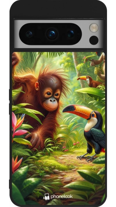 Coque Google Pixel 8 Pro - Silicone rigide noir Jungle Tropicale Tayrona