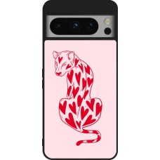 Coque Google Pixel 8 Pro - Silicone rigide noir Leopard with hearts 2026