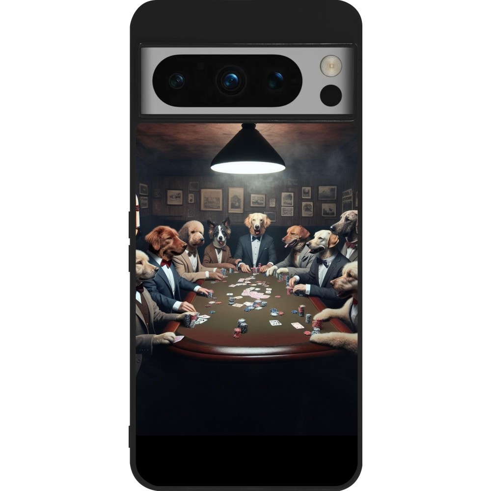 Coque Google Pixel 8 Pro - Silicone rigide noir Les pokerdogs