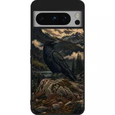Coque Google Pixel 8 Pro - Silicone rigide noir Linocut Grand Corbeau