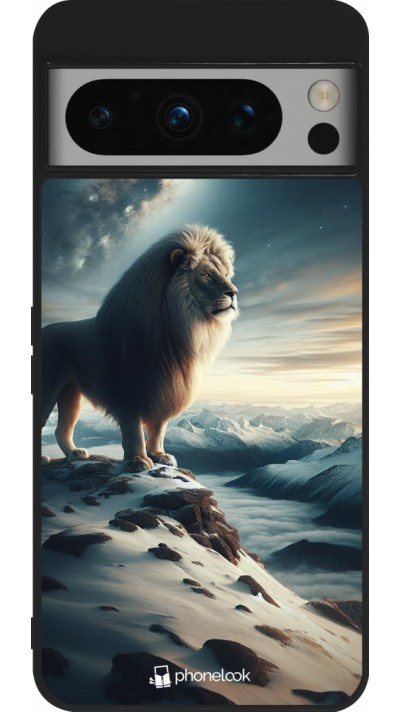 Coque Google Pixel 8 Pro - Silicone rigide noir Le lion blanc