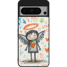 Coque Google Pixel 8 Pro - Silicone rigide noir Little Angel Sketch Love