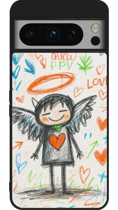 Google Pixel 8 Pro Case Hülle - Silikon schwarz Little Angel Sketch Love