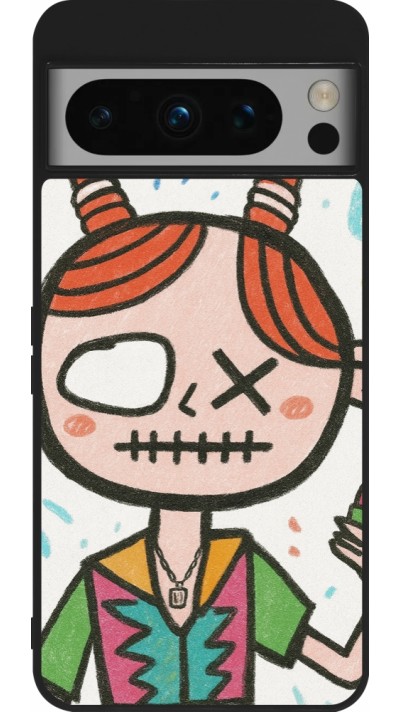 Google Pixel 8 Pro Case Hülle - Silikon schwarz Little Girl Sketch