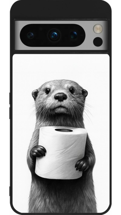 Google Pixel 8 Pro Case Hülle - Silikon schwarz Otter Toilettenpapier