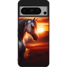 Google Pixel 8 Pro Case Hülle - Silikon schwarz Majestätischer Sonnenuntergang Pferd