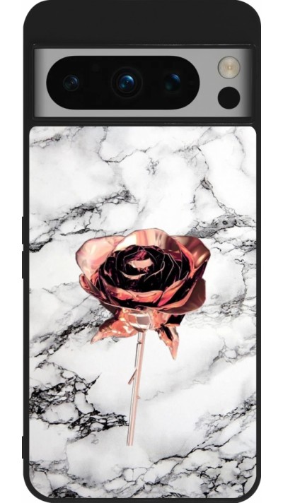 Coque Google Pixel 8 Pro - Silicone rigide noir Marble Rose Gold
