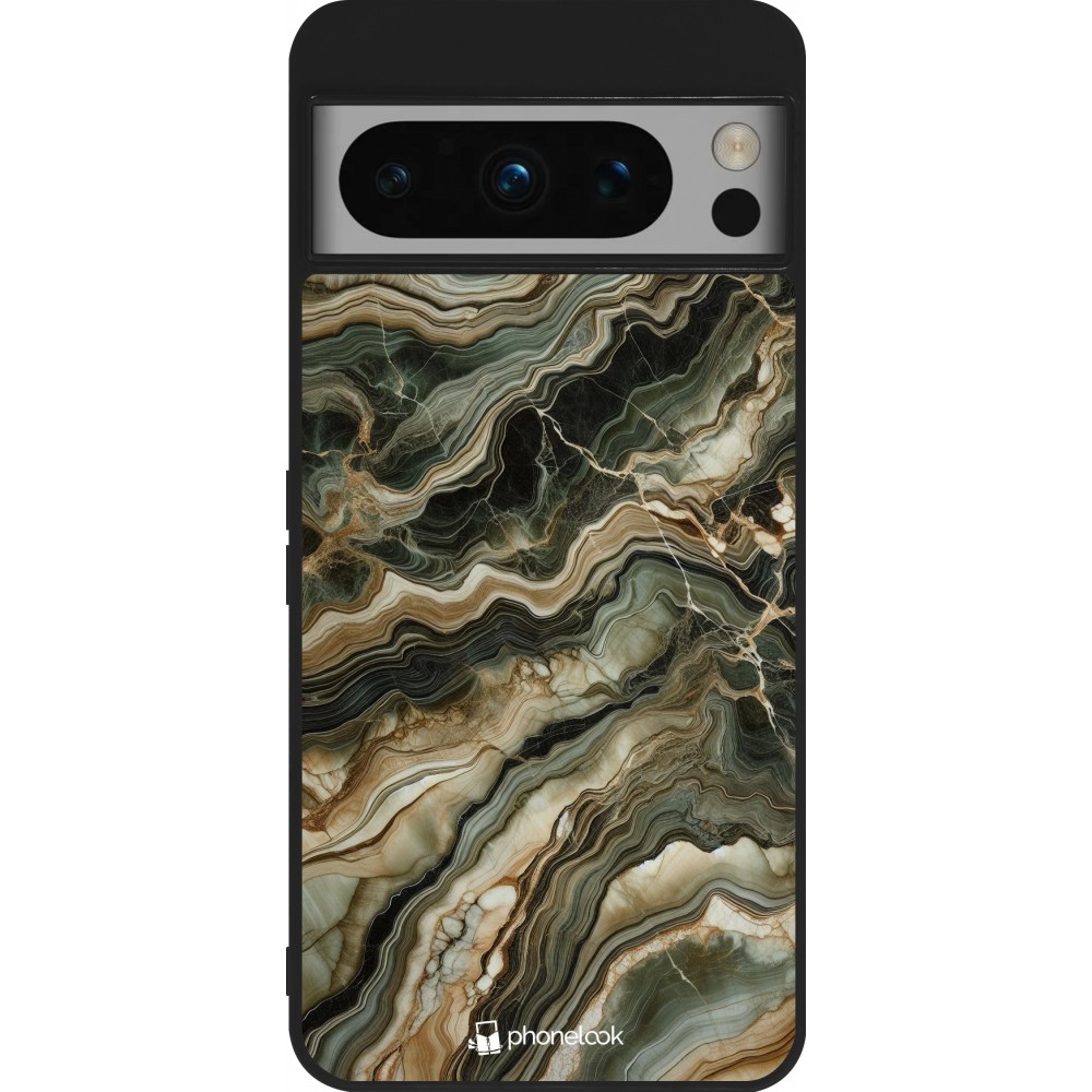 Google Pixel 8 Pro Case Hülle - Silikon schwarz Oliv Marmor