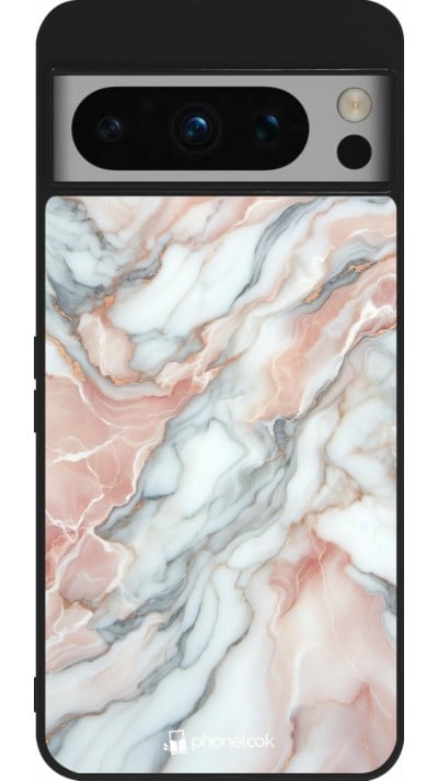 Google Pixel 8 Pro Case Hülle - Silikon schwarz Rosa Leuchtender Marmor