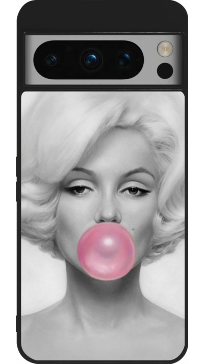 Coque Google Pixel 8 Pro - Silicone rigide noir Marilyn Bubble