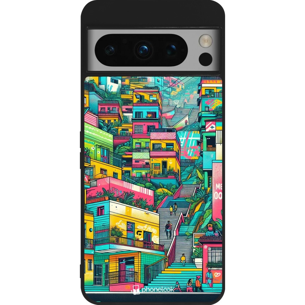 Google Pixel 8 Pro Case Hülle - Silikon schwarz Medellin Comuna 13 Kunst
