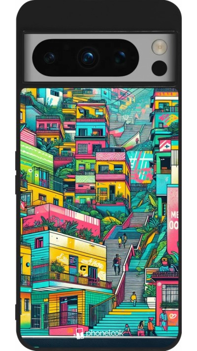 Google Pixel 8 Pro Case Hülle - Silikon schwarz Medellin Comuna 13 Kunst