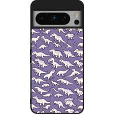 Google Pixel 8 Pro Case Hülle - Silikon schwarz Mini-Dino-Muster violett