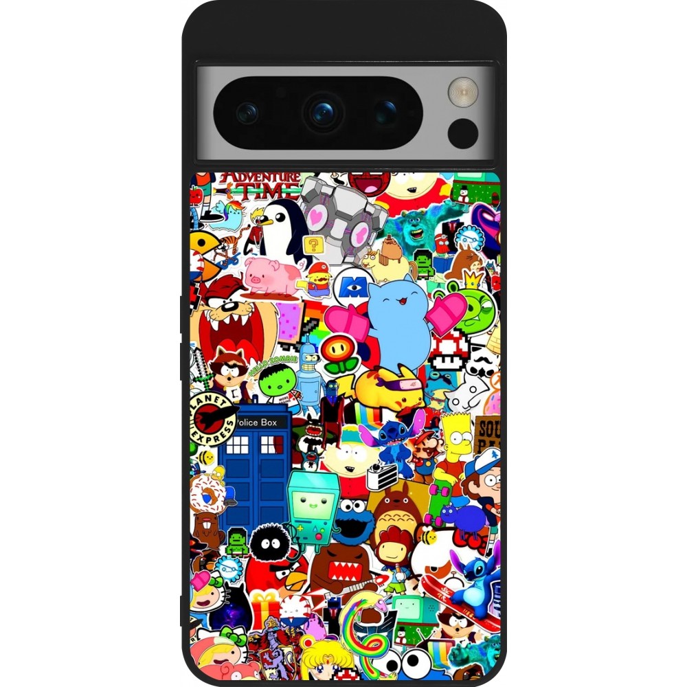 Google Pixel 8 Pro Case Hülle - Silikon schwarz Mixed cartoons