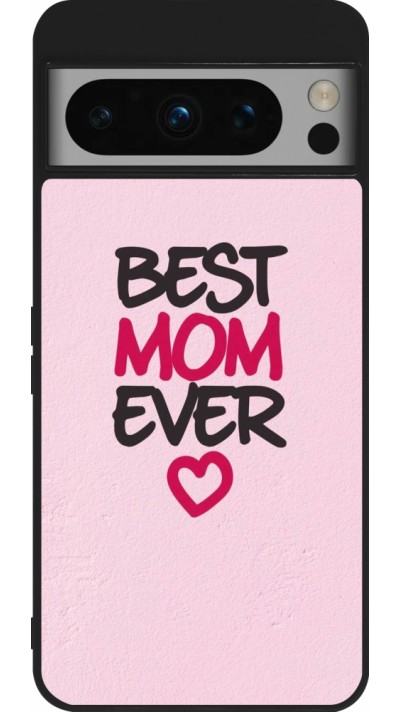 Coque Google Pixel 8 Pro - Silicone rigide noir Mom 2023 best Mom ever pink