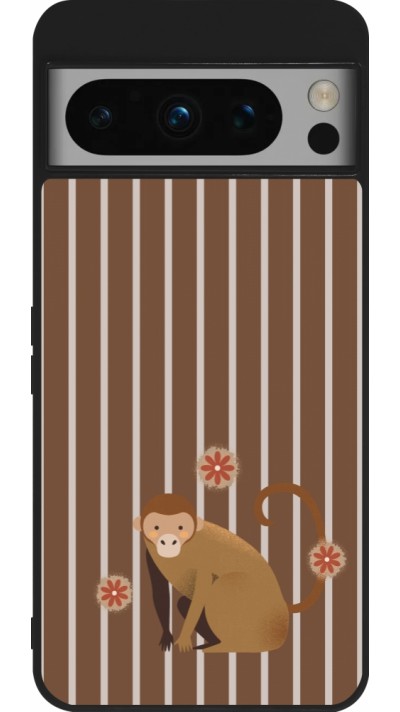 Coque Google Pixel 8 Pro - Silicone rigide noir Monkey with stripes