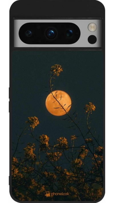Coque Google Pixel 8 Pro - Silicone rigide noir Moon Flowers