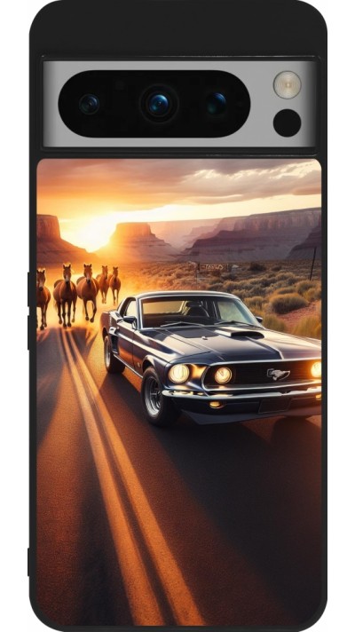 Coque Google Pixel 8 Pro - Silicone rigide noir Mustang 69 Grand Canyon