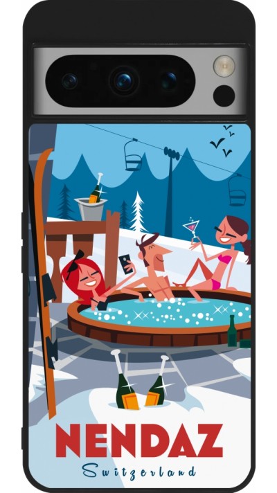 Google Pixel 8 Pro Case Hülle - Silikon schwarz Nendaz Mountain Jacuzzi