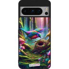 Google Pixel 8 Pro Case Hülle - Silikon schwarz Vogel Nest Wald
