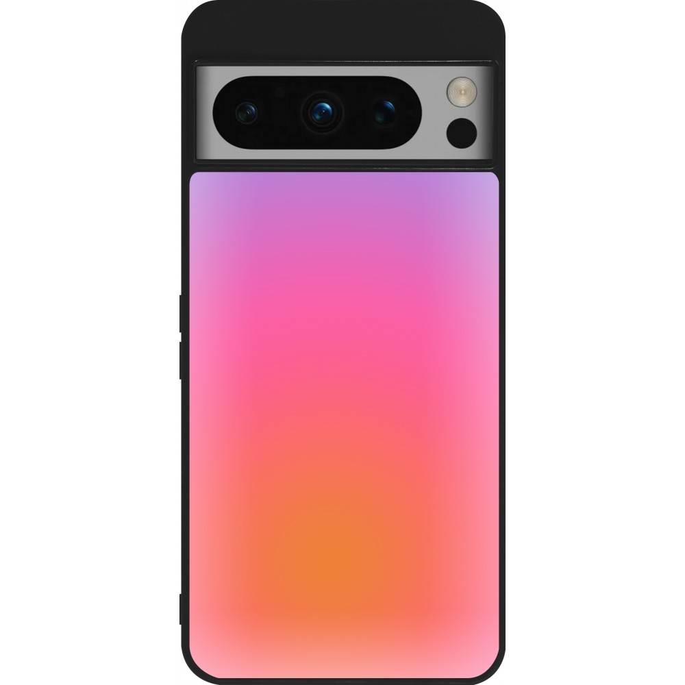 Coque Google Pixel 8 Pro - Silicone rigide noir Orange Pink Blue Gradient