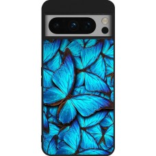 Google Pixel 8 Pro Case Hülle - Silikon schwarz Papillon bleu