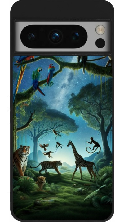 Coque Google Pixel 8 Pro - Silicone rigide noir Paradis des animaux exotiques