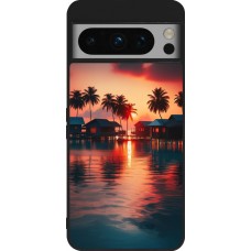 Coque Google Pixel 8 Pro - Silicone rigide noir Paradis Maldives