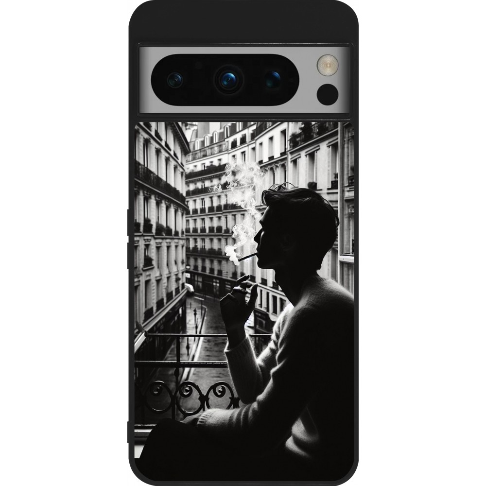 Coque Google Pixel 8 Pro - Silicone rigide noir Parisian Smoker