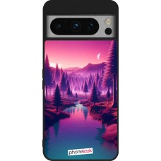 Google Pixel 8 Pro Case Hülle - Silikon schwarz Lila-rosa Landschaft