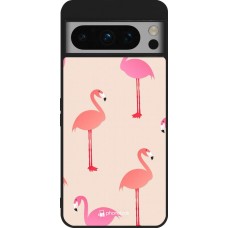 Google Pixel 8 Pro Case Hülle - Silikon schwarz Pink Flamingos Pattern