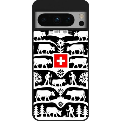 Coque Google Pixel 8 Pro - Silicone rigide noir Poya Suisse 3 noir