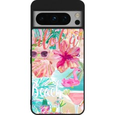 Coque Google Pixel 8 Pro - Silicone rigide noir Preppy Collage Aloha