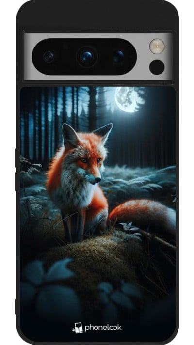 Google Pixel 8 Pro Case Hülle - Silikon schwarz Fuchs Mond Wald