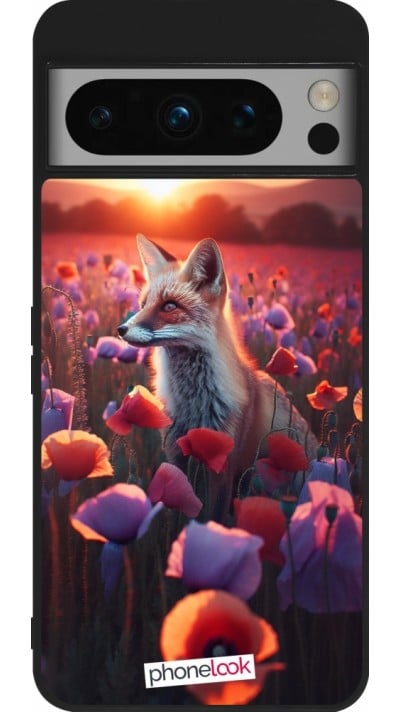 Google Pixel 8 Pro Case Hülle - Silikon schwarz Purpurroter Fuchs bei Dammerung