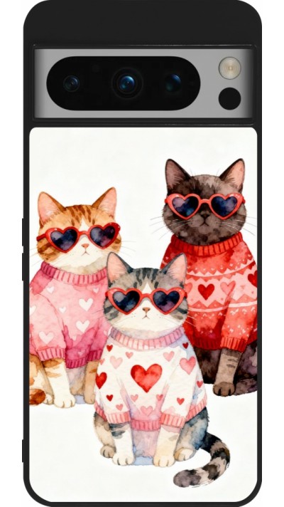 Google Pixel 8 Pro Case Hülle - Silikon schwarz Saint Valentines Day 26 Cat Love