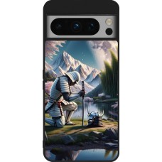 Coque Google Pixel 8 Pro - Silicone rigide noir Samurai Katana Lune