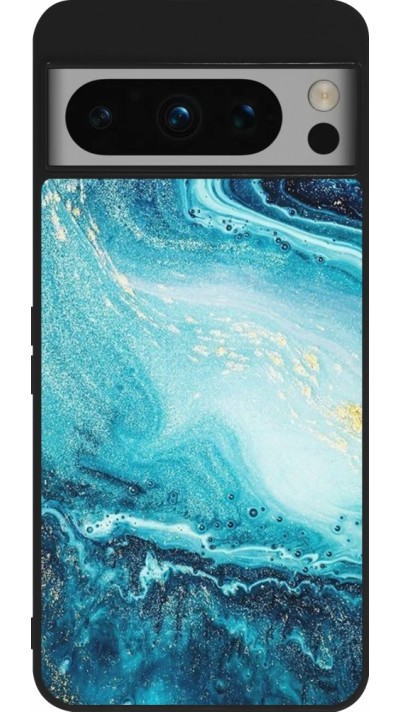 Coque Google Pixel 8 Pro - Silicone rigide noir Sea Foam Blue