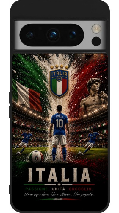 Coque Google Pixel 8 Pro - Silicone rigide noir Football Italie splash 2026