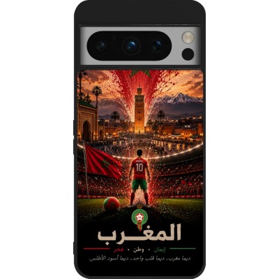 Coque Google Pixel 8 Pro - Silicone rigide noir Football Maroc splash 2026