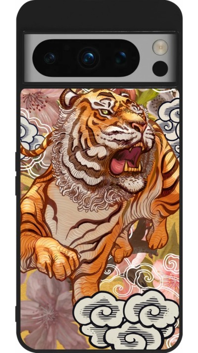 Coque Google Pixel 8 Pro - Silicone rigide noir Spring 23 japanese tiger
