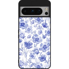 Coque Google Pixel 8 Pro - Silicone rigide noir Spring 23 watercolor blue flowers