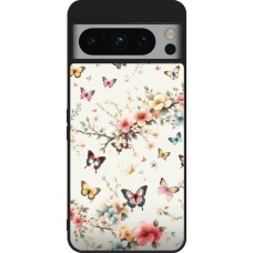 Coque Google Pixel 8 Pro - Silicone rigide noir Spring 25 Papillons Légers